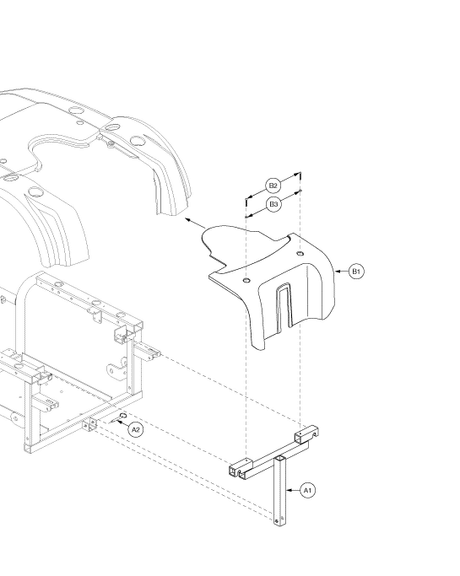 Jazzy 1122 - Main Frame / Battery Acc. Brkt. - Battery Access Bracket - Tru- Balance Pwr. Positioning