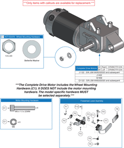 Jazzy 1122 - Motors / Freewheel - Motors - High Speed (Std) - Used On Or After The 199 Day Of 2005, J08(199)(05)202020