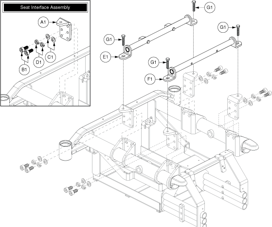 Jazzy 1450 - Seat Mounts / Interface - Tower Interface & Trapeze Bars