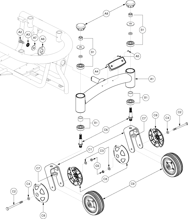 Jazzy 600 - Articulating Beam / Wheels