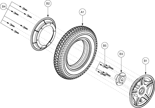 Jazzy 600 - Drive Wheels - Flat Free