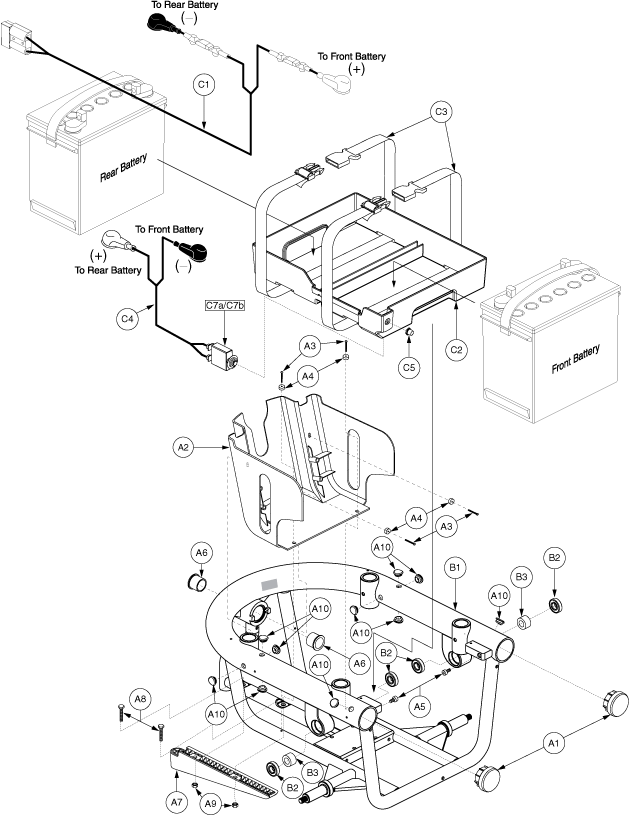 Jazzy 600 - Main Frame / Battery Tray - Main Frame