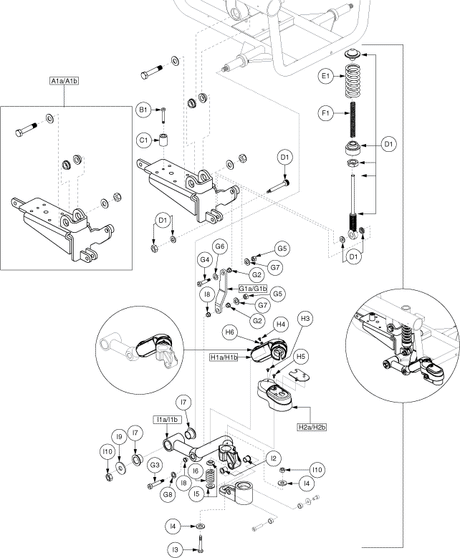 Jazzy 600 - Caster Arm / Active Trac - Active Trac - Freewheel, Motor Mount & Suspension - Used Prior To The 86 Day Of 2007, J56(086)(07)001s10
