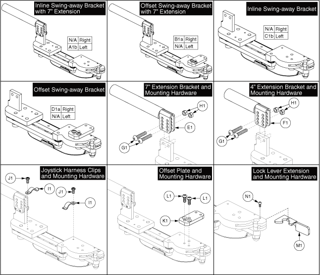 Jazzy 600 XL - Joystick (Master Controls) - Mounting Brackets - Swing Away - Brackets & Components