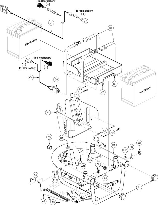 Jazzy 600 XL - Main Frame / Battery Tray