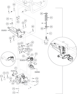 Jazzy 600 XL - Anti -Tip / Freewheel Release - Caster Arm W/ Suspension & Motor Mount - Used Prior To Sn J8508607001s10