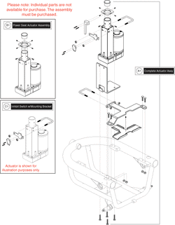 Jazzy 610 - Main Frame / Bat. Tray / Actr. - Power Elevating Seat - Actuator