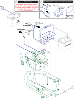 Jazzy 610 - Main Frame / Bat. Tray / Actr. - Power Elevating Seat - Main Frame