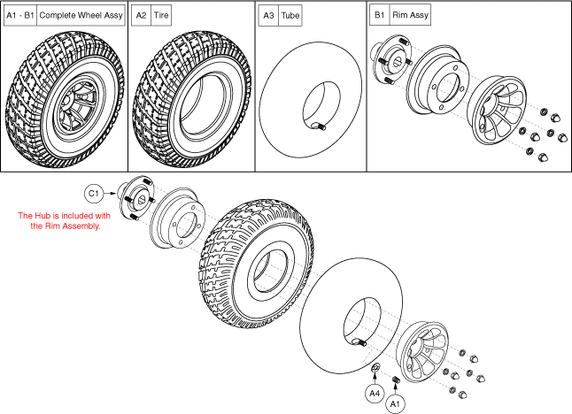 Jazzy 610 - Drive Wheels - Pneumatic