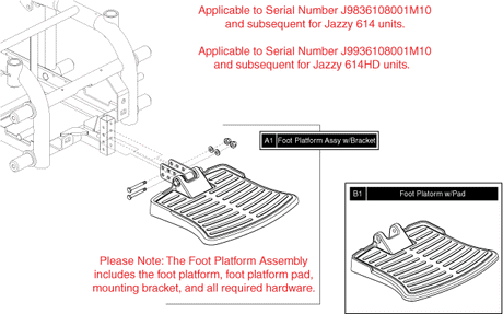 Jazzy 614 HD - Footrest Platform - Used On Or After The 361 Day Of 2008, J98(361)(08)001m10