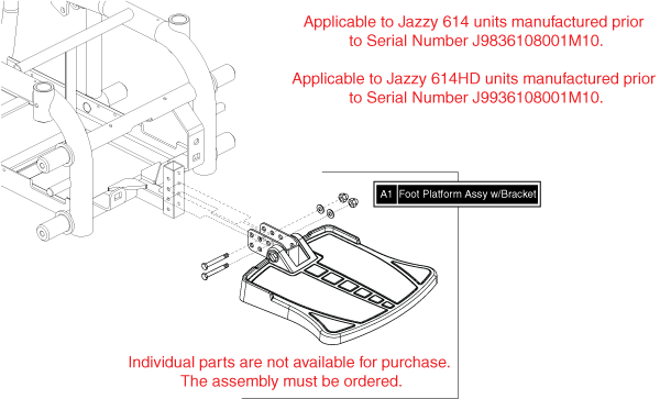 Jazzy 614 HD - Footrest Platform - Used Prior To The 361 Day Of 2008, J98(361)(08)001m10