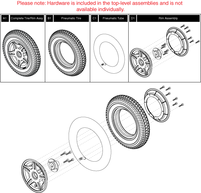 Jazzy 614 - Drive Wheels - Pneumatic