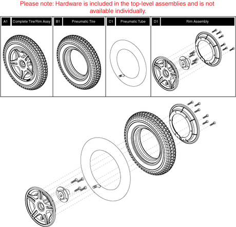 Jazzy 614 - Drive Wheels - Pneumatic