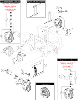 Jazzy 614 - Caster Arm / Suspension - Right Side, Front / Left Side, Rear