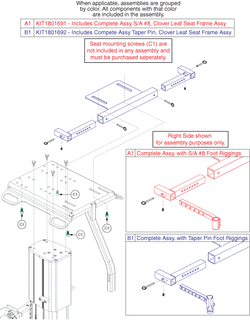 Jazzy Air - Footrest / Seat Interface - Mounting Kits For Individual Front Rigging