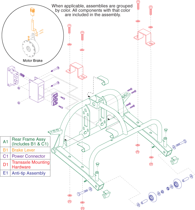 Go-Go Sport 4-Wheel (S74) - Frame Assemblies - Rear