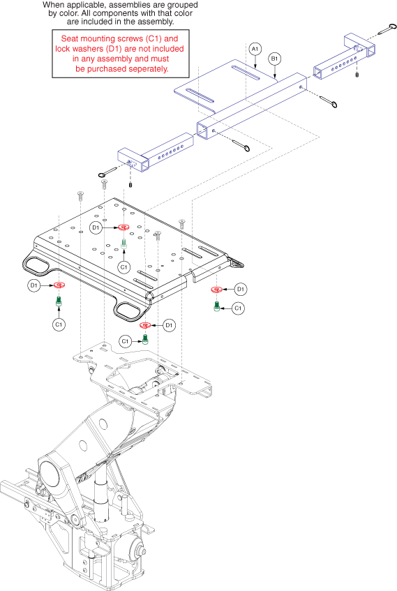 Jazzy Air 2 - Footrest / Interface - Mounting Kits For Individual Front Rigging