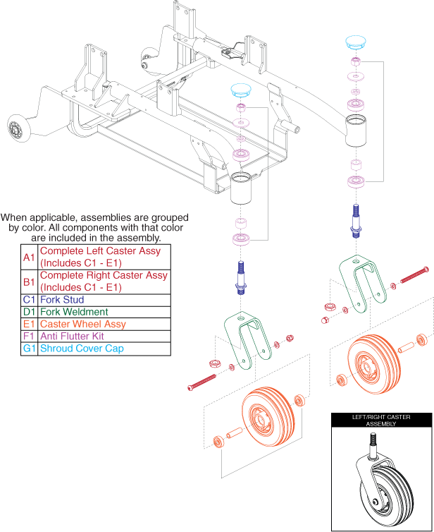 Jazzy Elite 14 - Caster Forks / Wheels