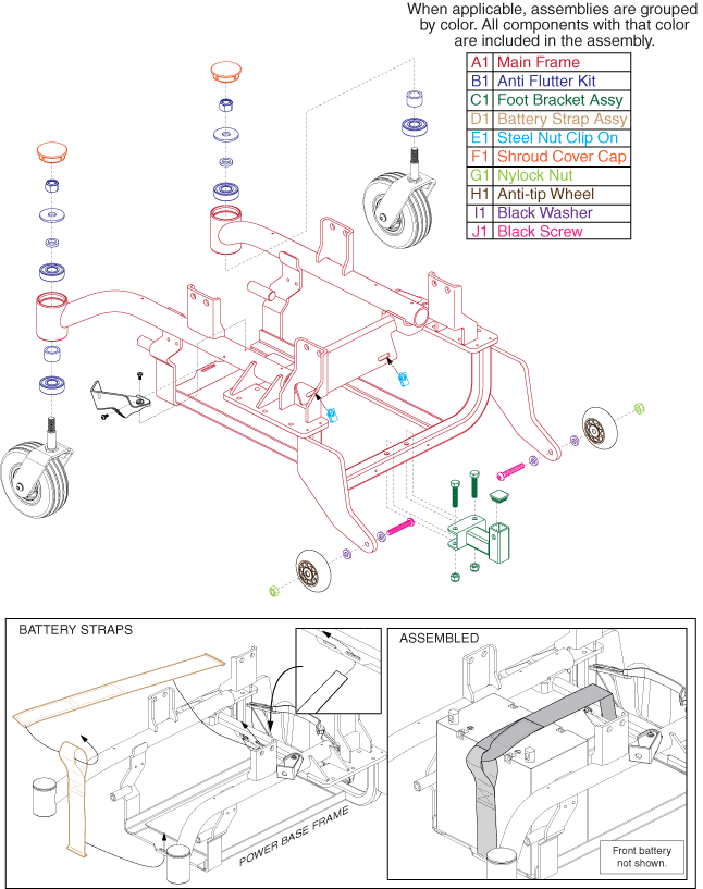 Jazzy Elite 14 - Main Frame / Anti -Tips