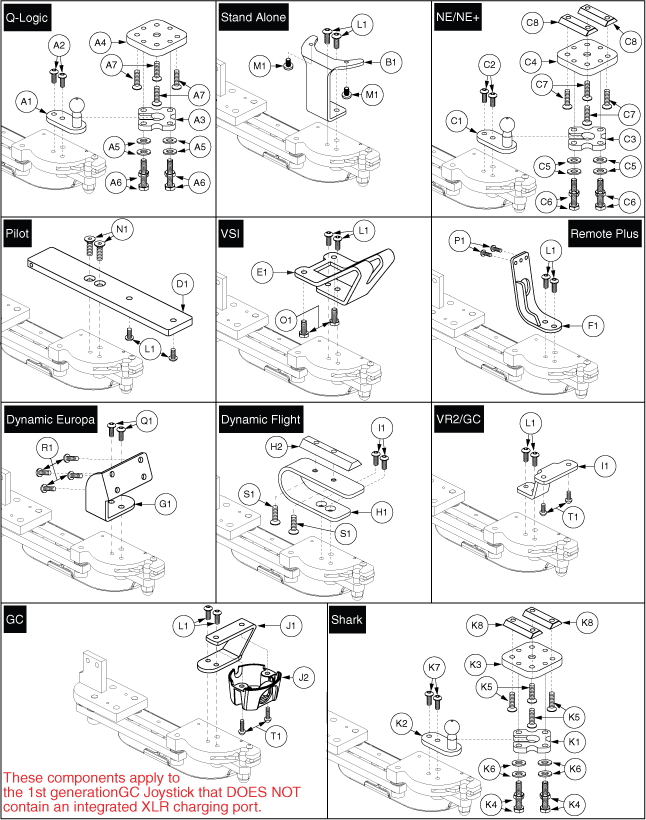 Jazzy Select 14 XL - Joystick (Master Controls) - Mounting Brackets - Joystick & Controller Mounts