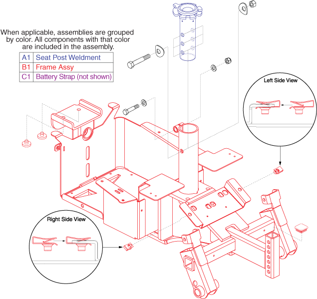 Jazzy Select 6 - Rental Ready Repl. Parts - Main Frame - Main Frame, Standard