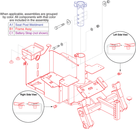 Jazzy Select 6 - Rental Ready Repl. Parts - Main Frame - Main Frame, Standard