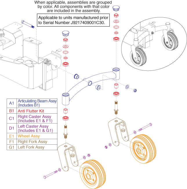 Jazzy Select 6 - Articulating Beam / Casters - Used Prior To The 174 Day Of 2009, J9217409001c30