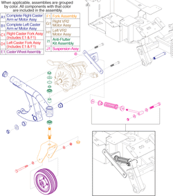 Jazzy Select 6 - Caster Arms / Wheels - Rental Ready Units - Used W/ Vr2 Motors