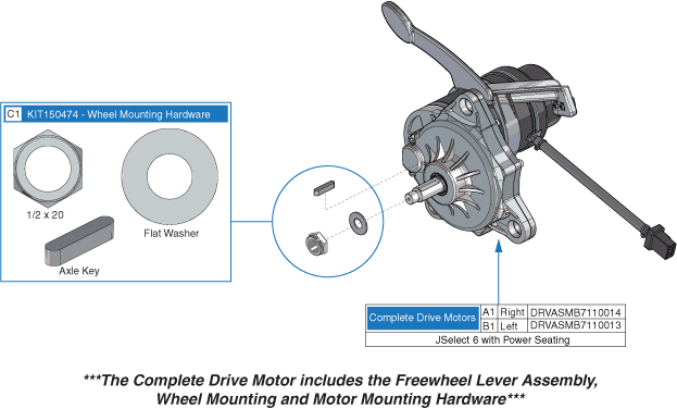 Jazzy Select 6 Ultra - Motors / Freewheel - V R2 Electronics - Motors / Freewheel