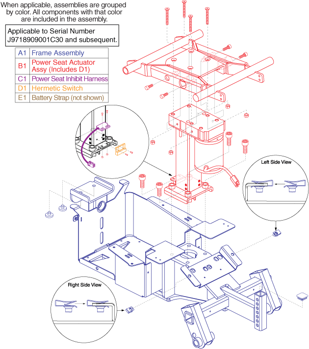 Jazzy Select 6 Ultra - Main Frame / Actuator - Units Manufactured On Or After The 189 Day Of 2009, J9718909001c30