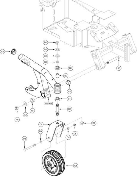 Jazzy Select 6 Ultra - Front Caster Arms / Wheels - Units Manufactured Prior To The 174 Day Of 2009, J9217409001c30