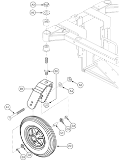 Jazzy Select 7 - Caster - Fork / Wheels (Rear)