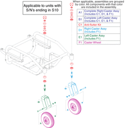 Jazzy Select HD - Caster Forks / Wheels - Used On Sn Ending With S10