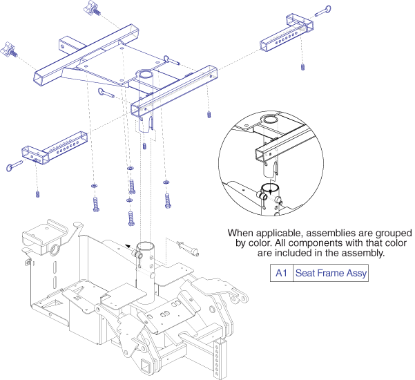 Jazzy Select - Seat Mounting - Seat Frame Platform, Molded Plastic Seat