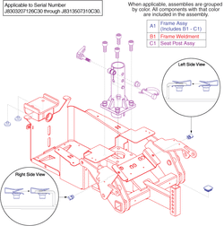 Jazzy Select - Main Frame / Seat Post - Units Manufactured From Serial Number J8303207126c30 Through J8313507310c30