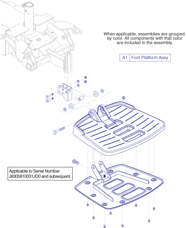 Jazzy Select - Footrest Platform - Units Manufactured On Or After Serial Number J8333509001jdo, Large Stamped