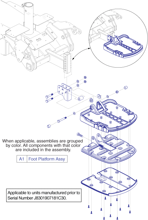 Jazzy Select - Footrest Platform - Units Manufactured Prior To Serial Number J8301907181c30