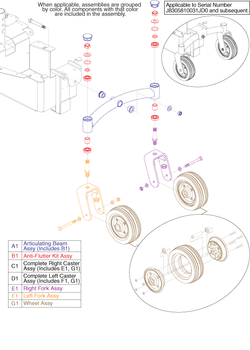 Jazzy Select - Articulating Beam / Casters - Used On Or After Sn J8305810031jd0, Black Casters