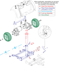 Jazzy Select Traveller - Main Frame / Drive Wheels - Rear & Drive Wheels