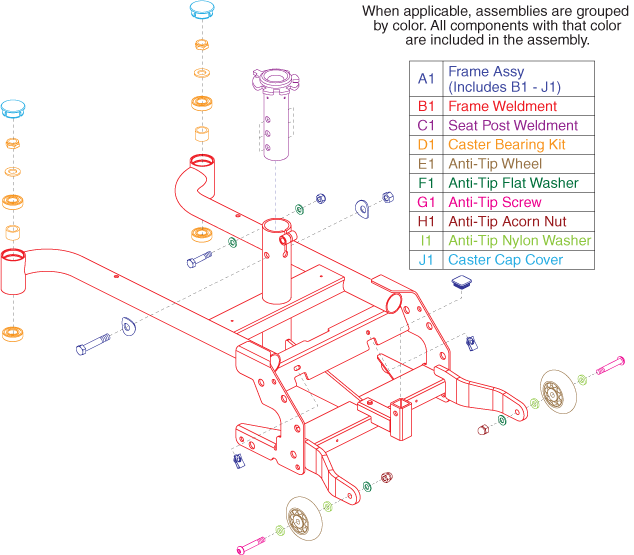 Jazzy Sport 2 - Main Frame / Seat Post