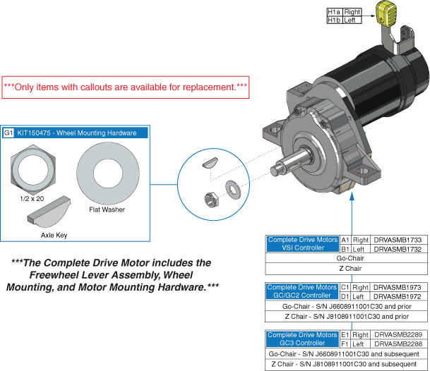 Jazzy Z-Chair - Motors / Freewheel - Motors