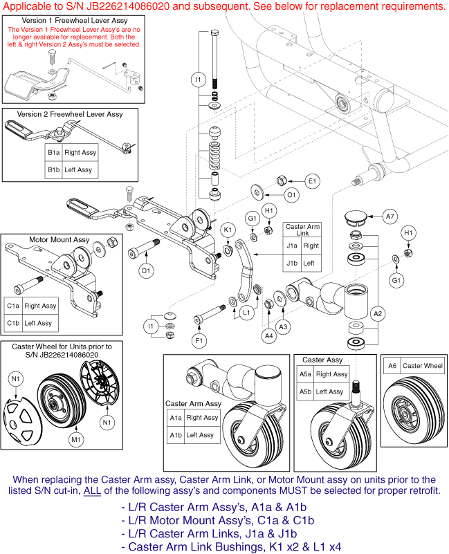 Jazzy J6 - Caster Arm / Active Trac