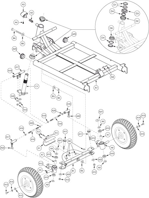 Go-Go Travel Vehicle 4-Wheel (SC44) - Frame Assembly - Front