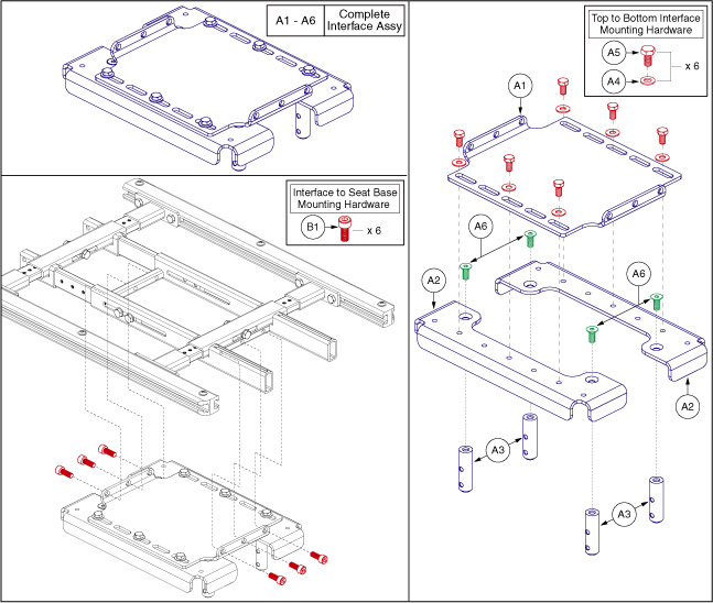 Jazzy J6 - Seat Mounts / Interface - Tru- Balance 3 Static Seat Interface