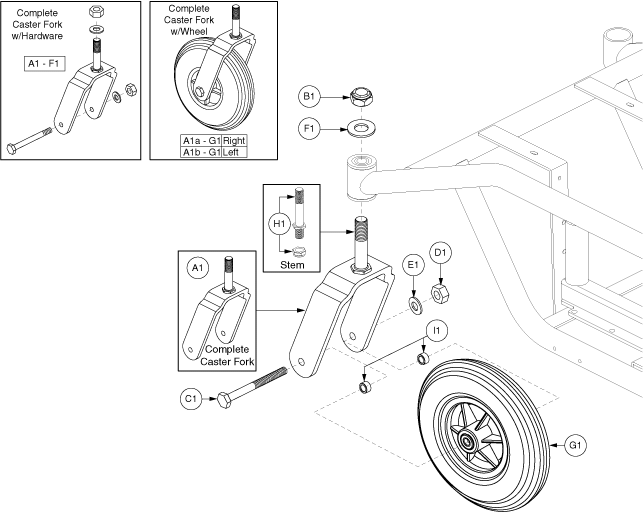 Jet 10 Ultra - Caster Forks / Wheels