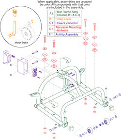 Go-Go Elite Traveller 3-Wheel (SC40E) - Frame Assemblies - Rear - With Jd Drivetrain