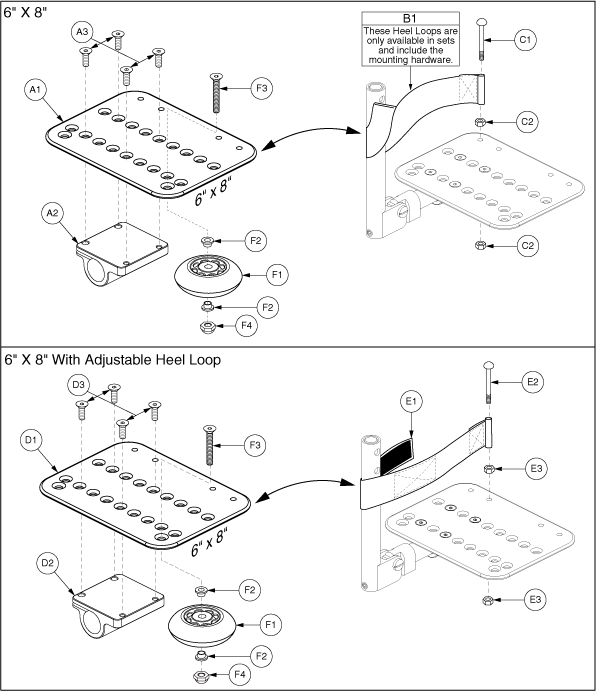 Quantum Q1103 Ultra - Foot Rigging - Angle Adjustable Footplates - 6 X 8 Footplates W/ Heel Loops / Mounting Hardware