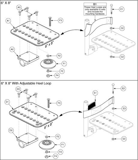 Quantum Q1103 Ultra - Foot Rigging - Angle Adjustable Footplates - 6 X 8 Footplates W/ Heel Loops / Mounting Hardware