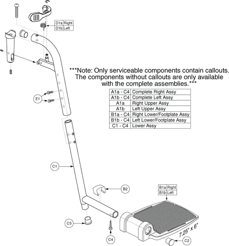 Quantum Q1103 Ultra - Foot Rigging - Swing Away Legrests - 70 Degree 7.25 X 6 Footplate
