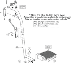 Quantum Q1103 Ultra - Foot Rigging - Swing Away Legrests - 80 Degree 7.25 X 6 Footplate